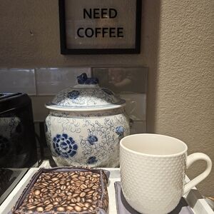 Handmade Cotton Coffee Print Washable Reversible Set Of 6 Coasters